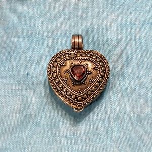 Sterling Silver Locket with Garnet